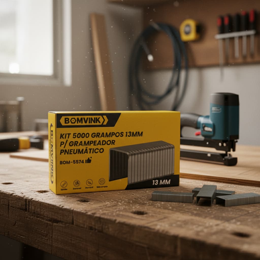 Kit 5000 Grampos 13mm Grampeador Pneumatico Bateria Eletrico