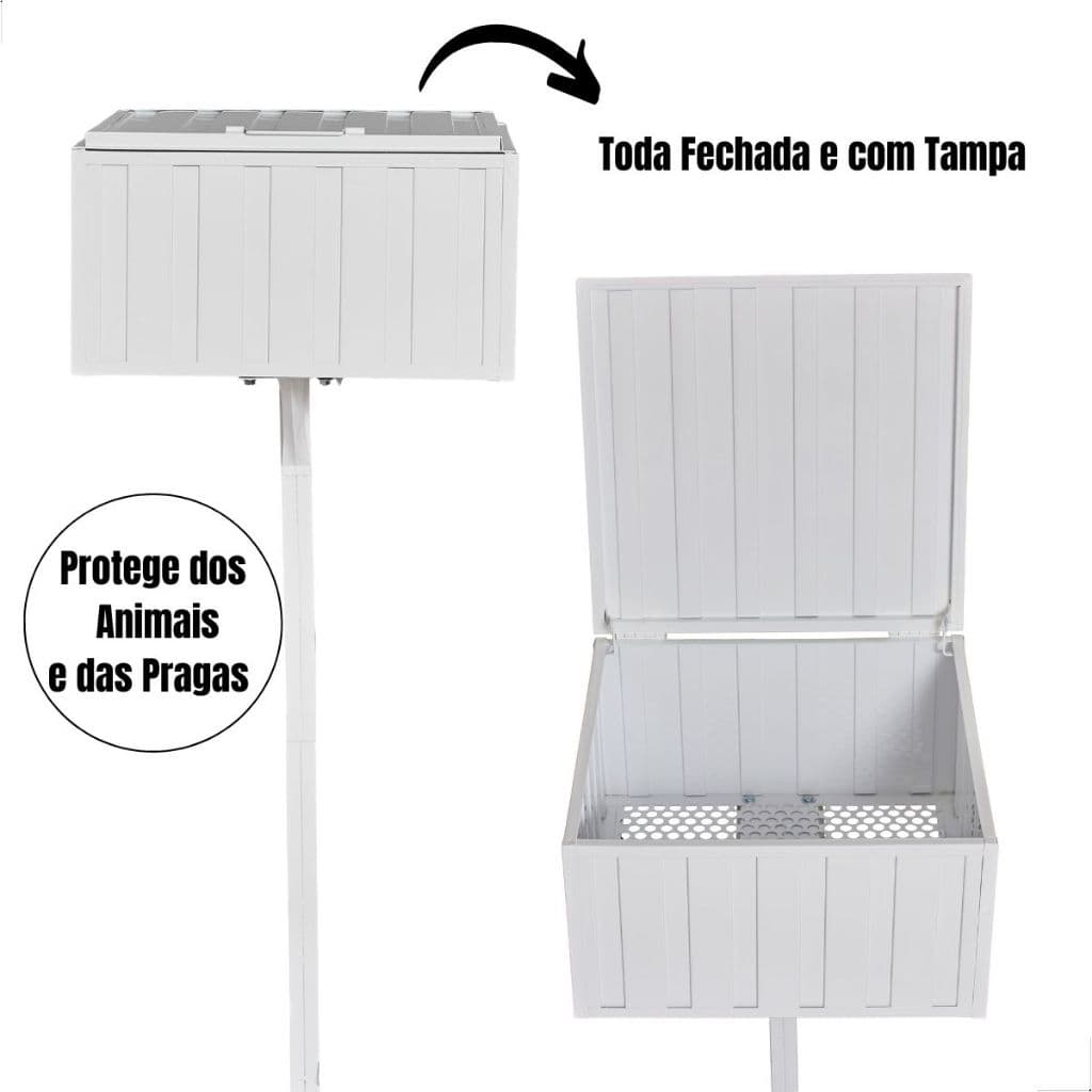 Lixeira Grande Extra Forte Para Casa Condomínio Tampa Proteção de Animais De Embutir Calçada Antiferrugem