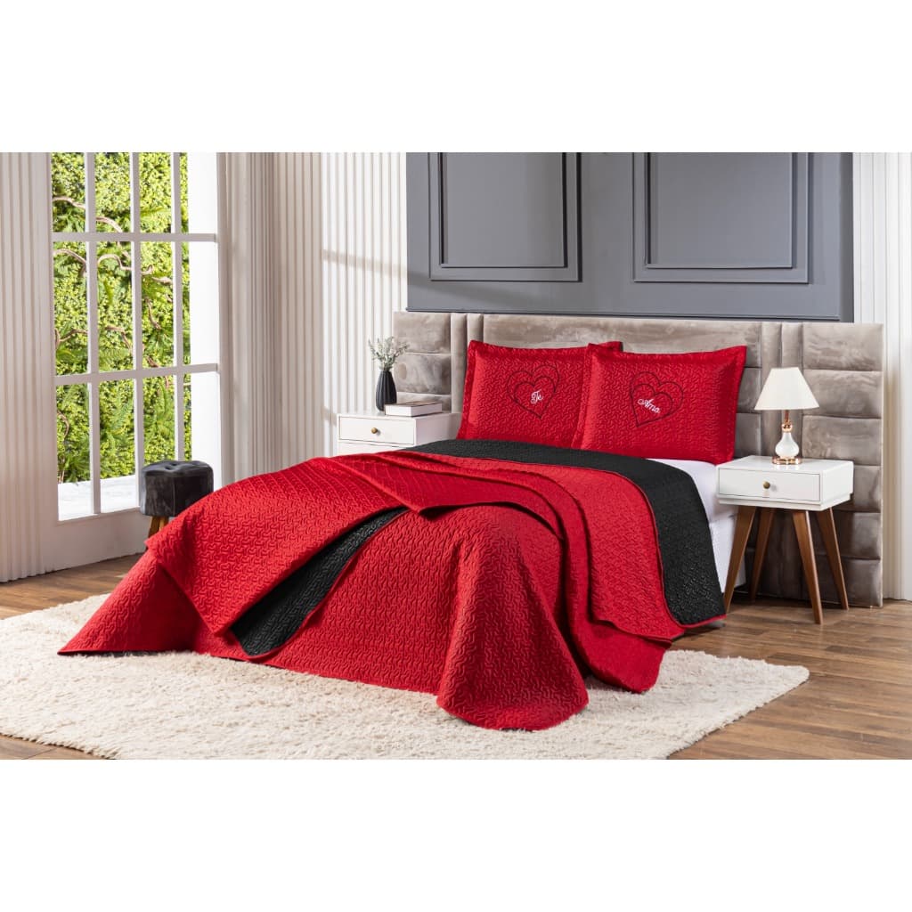 Cobre Leito Queen Matelado Bordado 3 Peças Premium