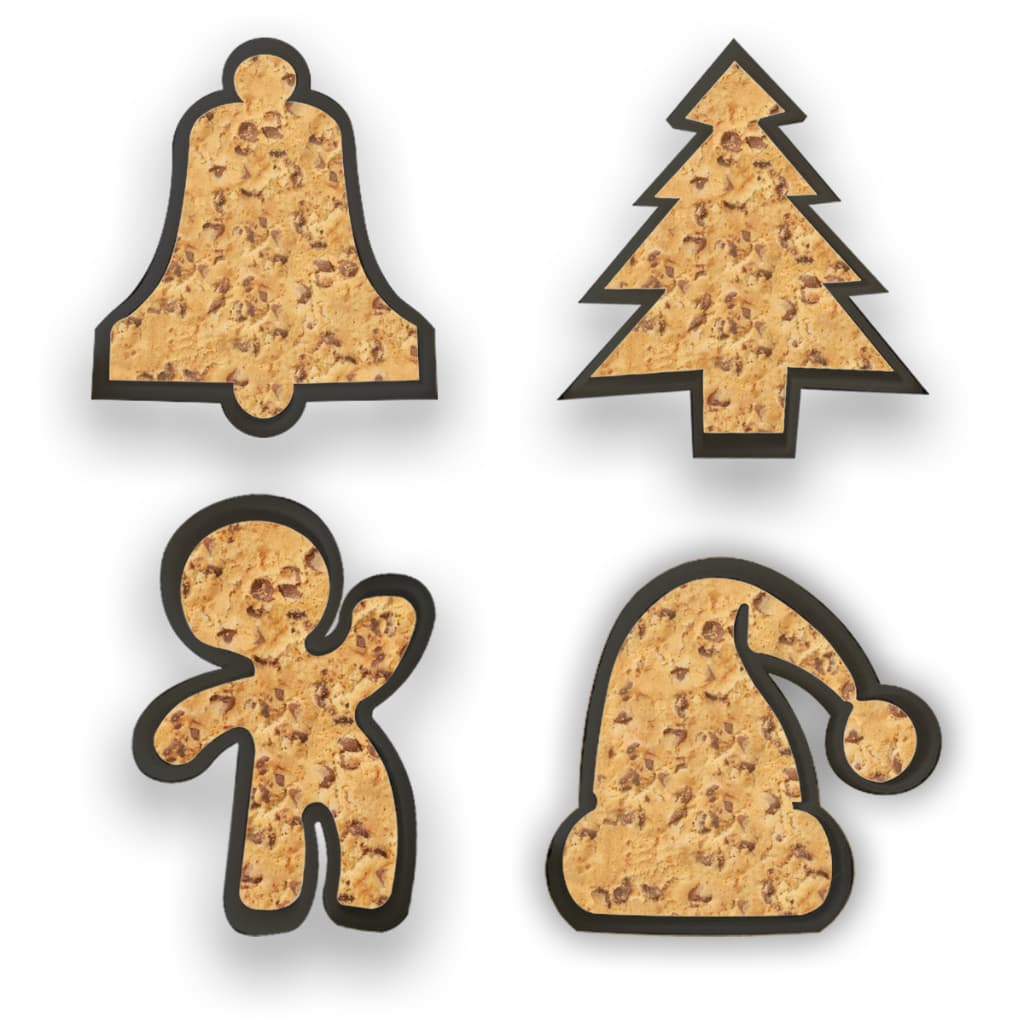 Kit Cortadores De Biscoito De Natal 4 Desenhos Diferentes Natalino Árvore Gorro Sino Pasta Americana
