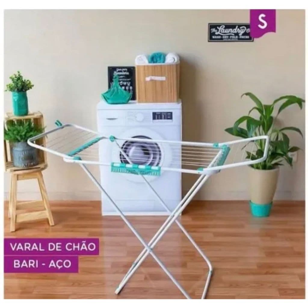 Varal de Chão Secalux Retratil Drobravel Varal de Apartamento de Aço Reforçado 12KG