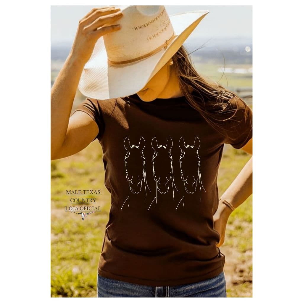Camiseta Tshirt Feminina Boiaderia Estilosa Estampa Cavalo Baby Look Algodão