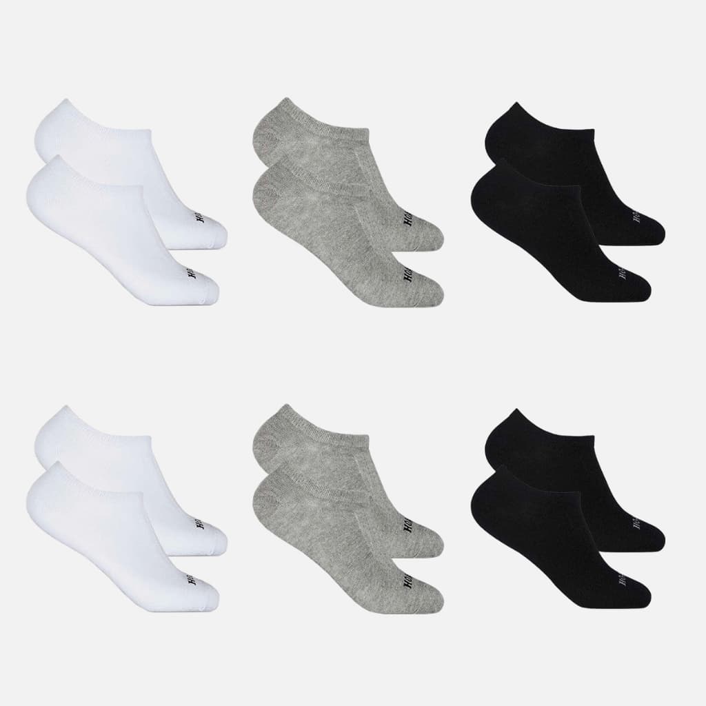 Kit 6 Pares Meias Invisíveis de Algodão Elastano Calcanhar Verdadeiro Confortáveis Hoahi