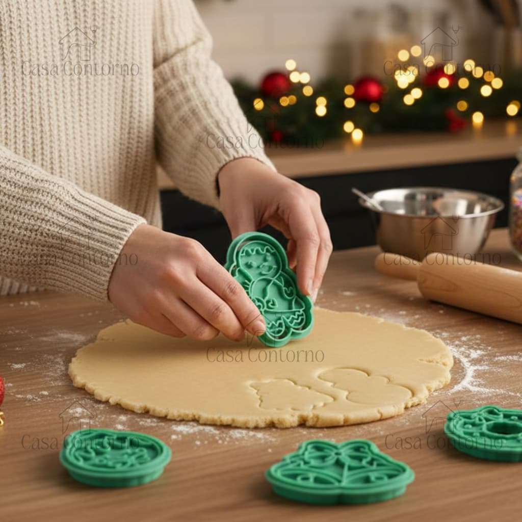 kit com 8 peças de cortador e marcador de biscoitos de natal/papai noel/arvore de natal