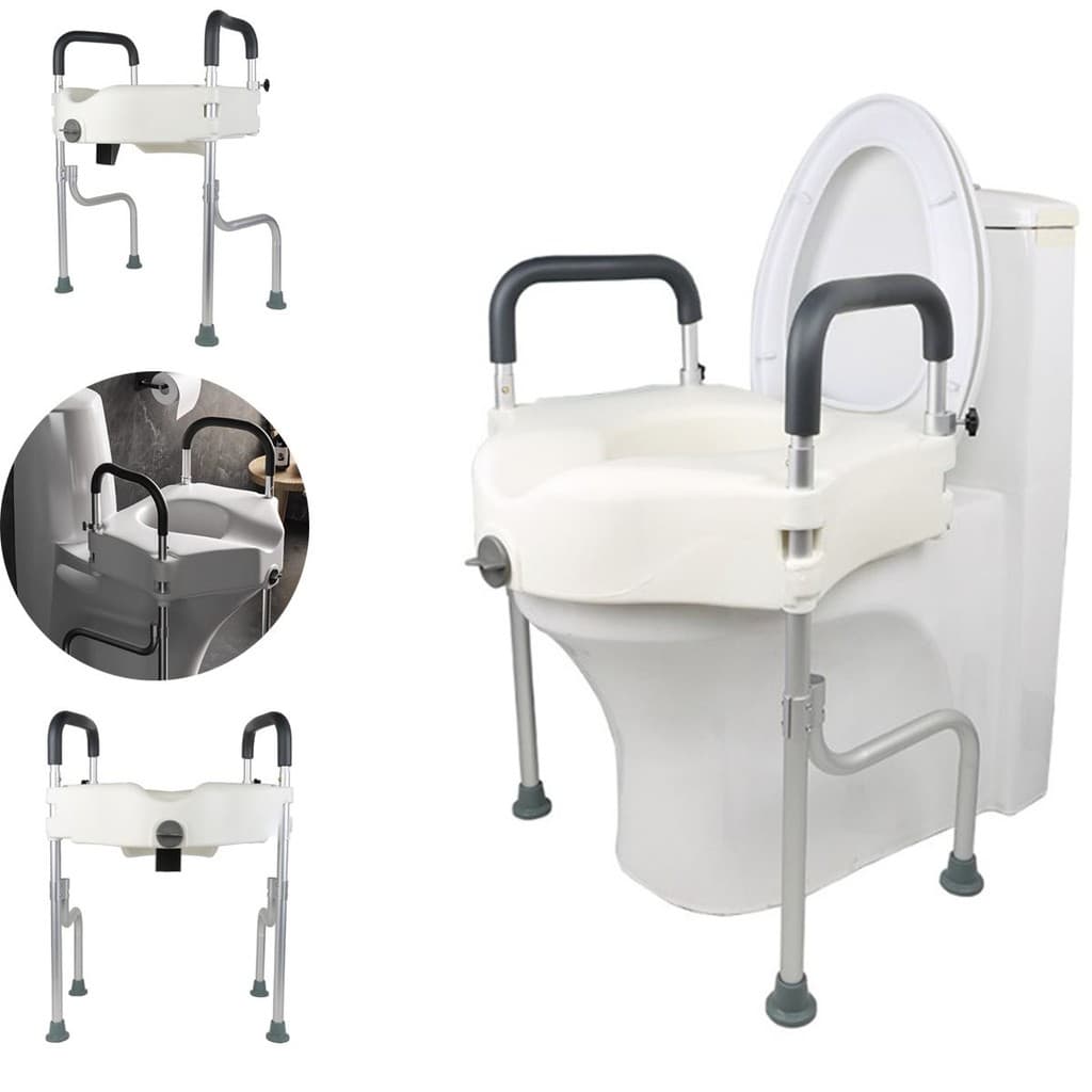Assento Elevado Habilitador Sanitário Com Barra de Apoio Ajustável Praticidade e Segurança ref: YB5022B