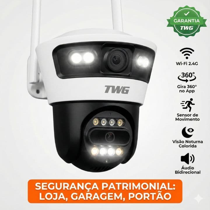 Câmera Segurança 360 Speed dome Profissional TWG Visão Noturna Avançada e Áudio Bidirecional
