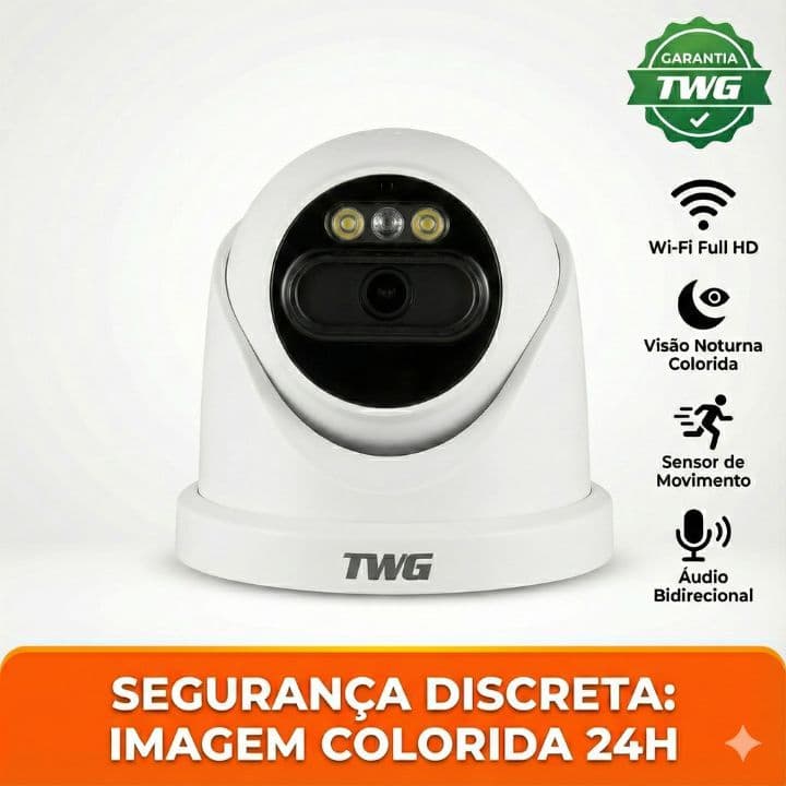 Câmera Dome Full Collor TWG 6327 2MP Full HD 4 em 1 6327 Star Plus Colorida Noite DVR CFTV TWG