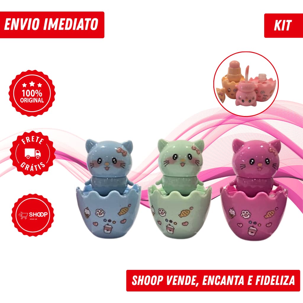 Kit 2 Lip Balm + Lip Gloss Hello Kitty | Muda de Cor | Hidratante | Longa Duração | Vegano