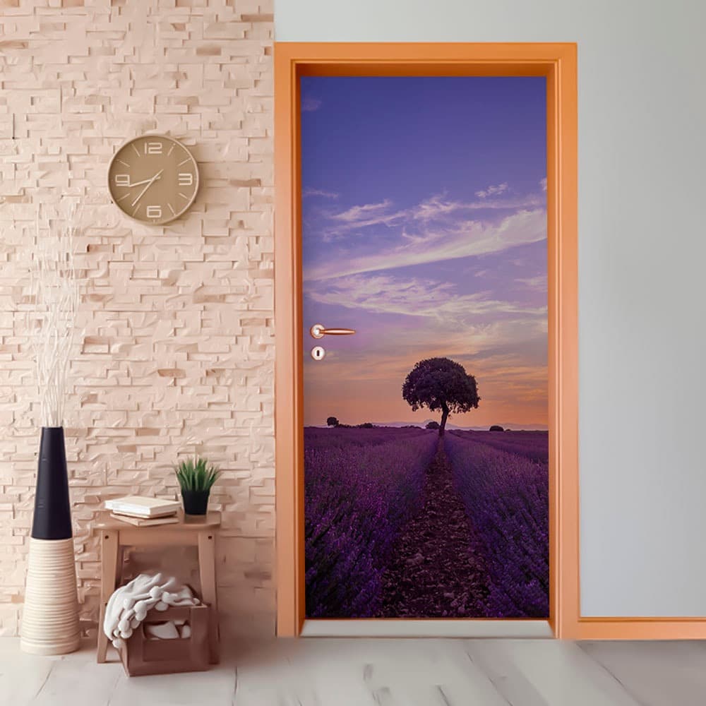 Capa de Porta Decoração Arvore e Lavandas Beleza Natural Inspiradora