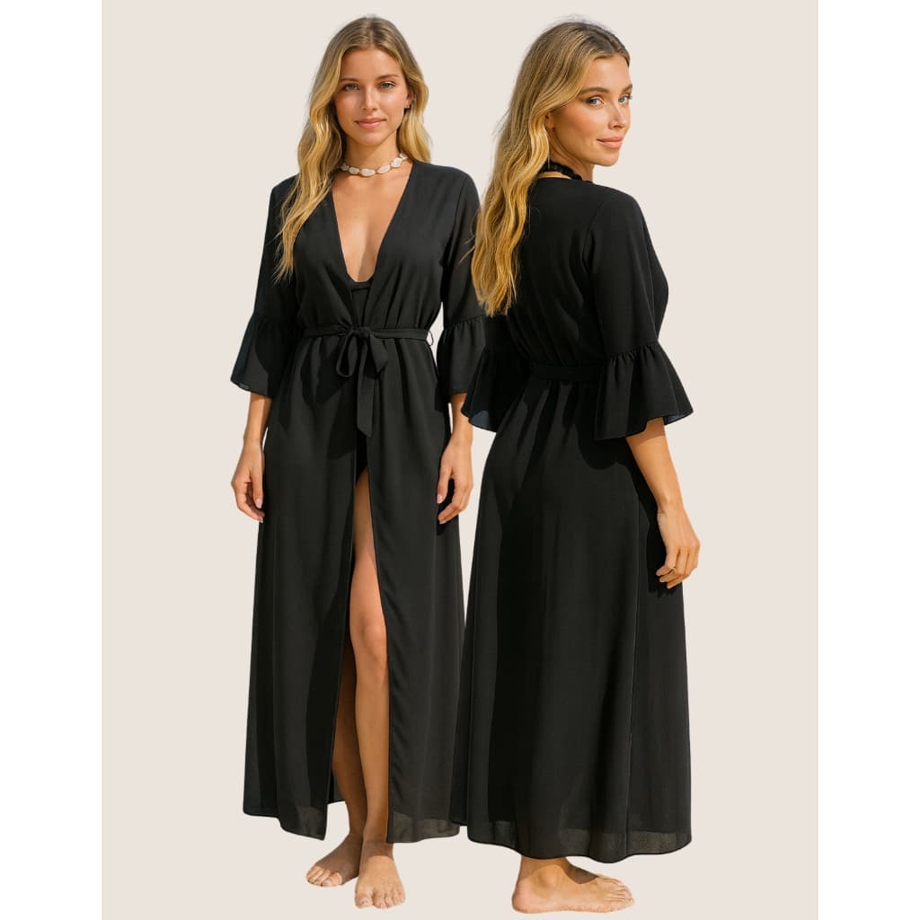 Saída De Praia Piscina Longa Vestido Canga Traje de Banho Kimono Transparente Leve Promoção
