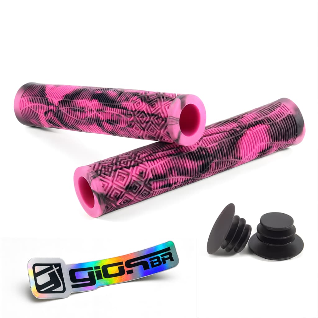 Manopla Luvas Gios Gi-058h Grau Wheeling Bike Bmx Rosa Com Sticker Holo