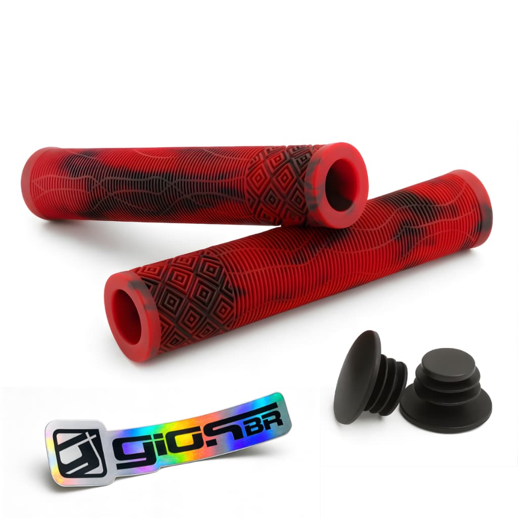 Manopla Luvas Gios Gi-058h Grau Wheeling Bike Bmx Vermelha Com Sticker Holo