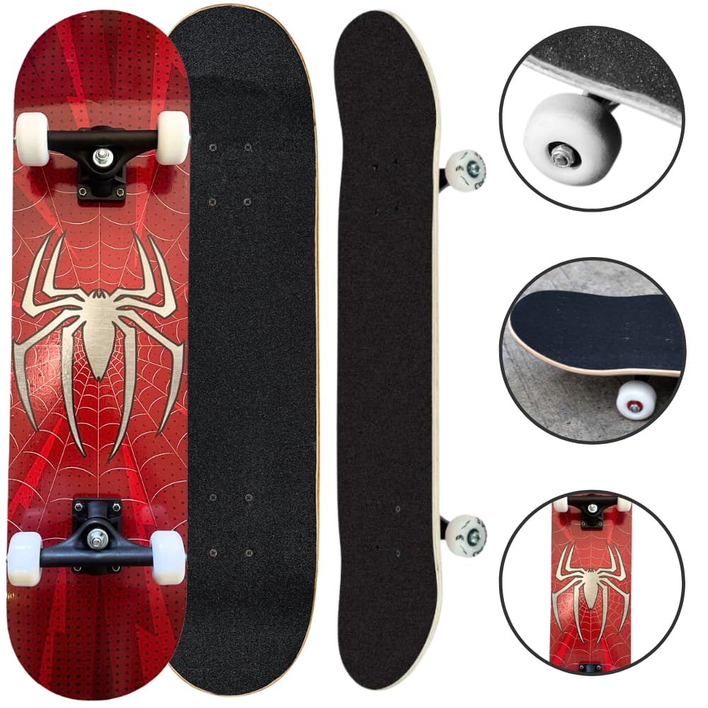 SKATE INFANTIL MENINO COMPLETO HOMEM SPIDER DARK ARANHA