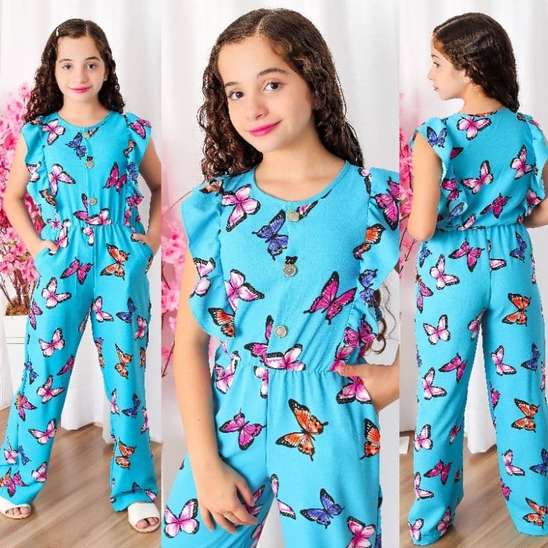 Macaquinho Infantil e Juvenil Pantalona Estampado ( 6 ao 14 Anos ) Estilo e Conforto Para Todas As Ocasiões