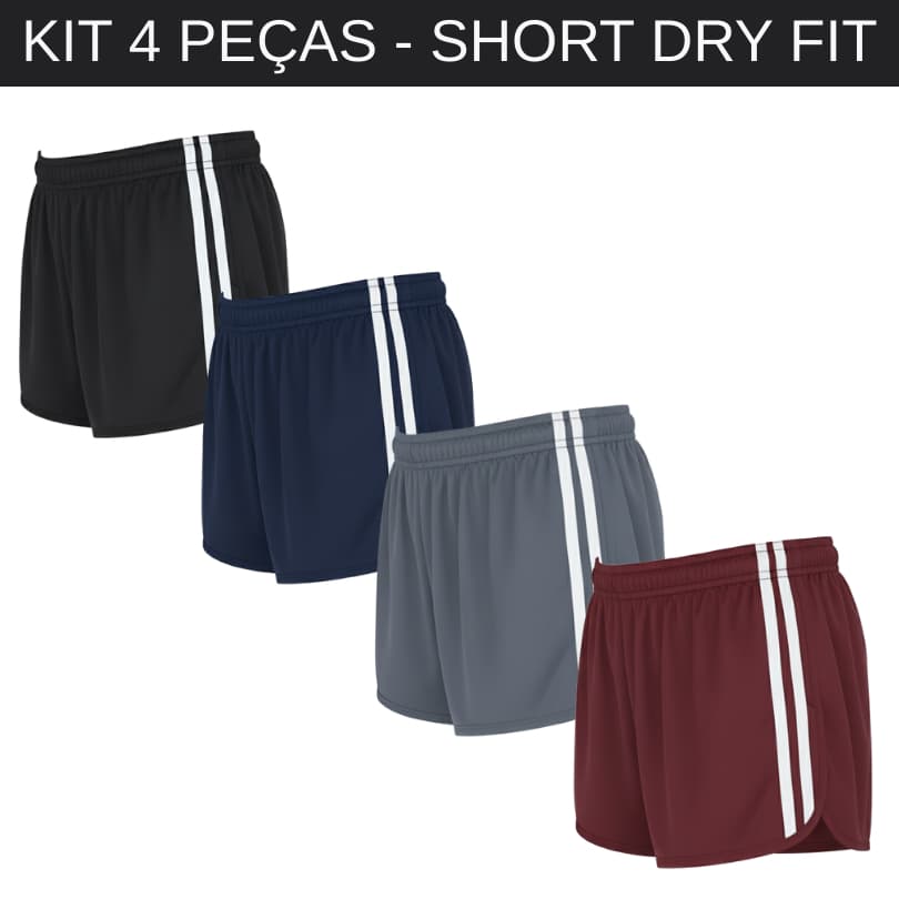 Kit 4 Short Feminino Bermuda Dry Fit para Academia e Atividade Física