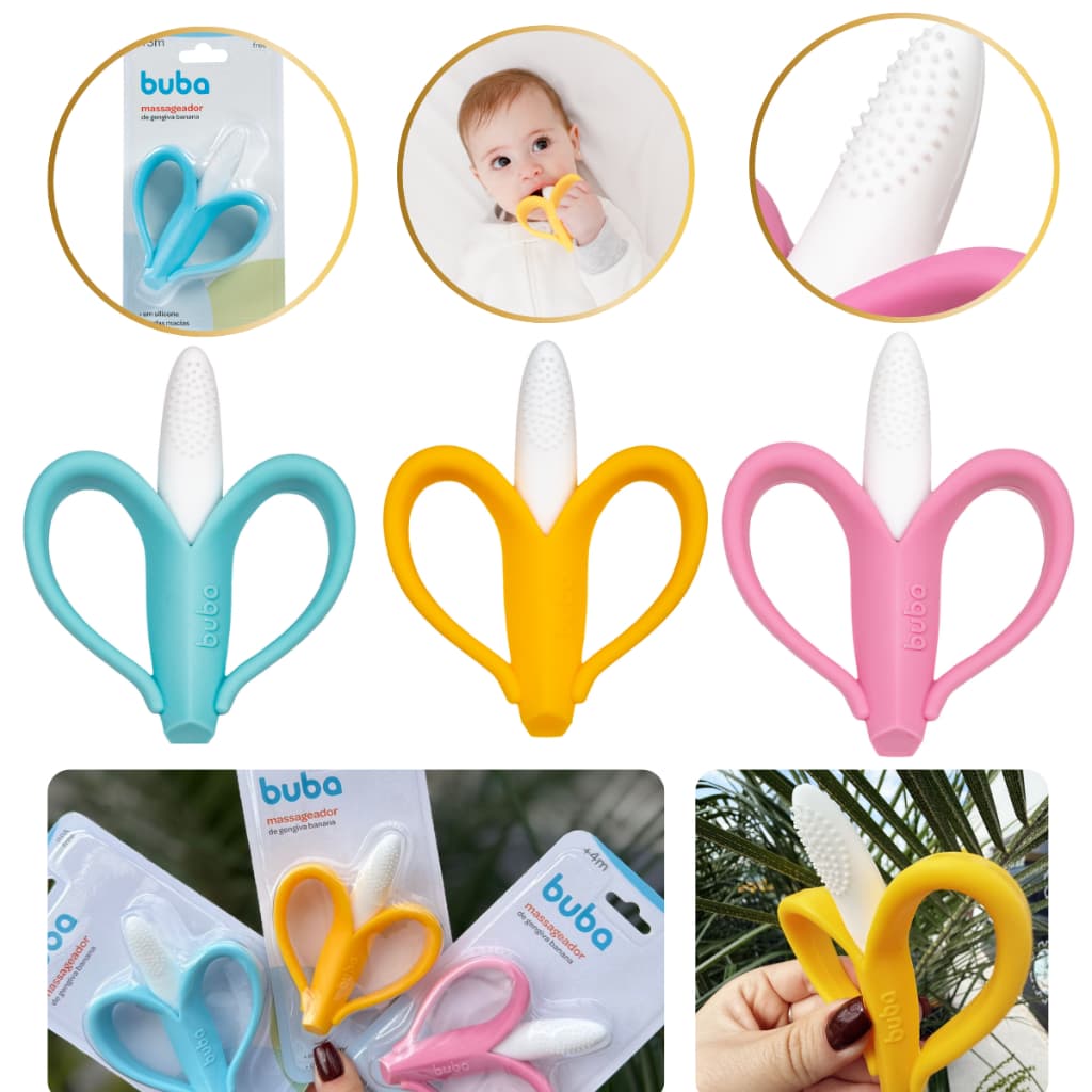 Mordedor Para Bebê Massageador de Gengiva de Banana Bananinha em Silicone Buba