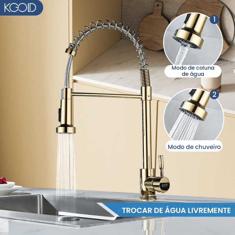 Torneira de extensão de cozinha monocomando KGOLD dourada