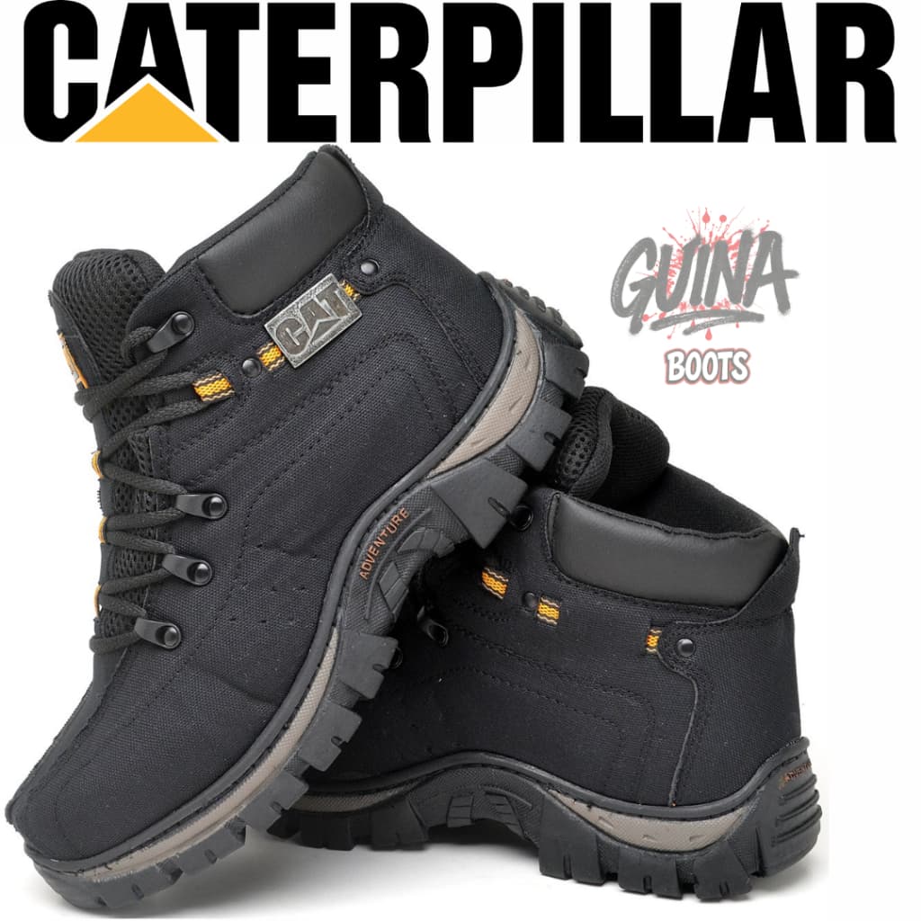 Bota Masculina Caterpillar Coturno Adventure Sola Borracha Lona Reforçada
