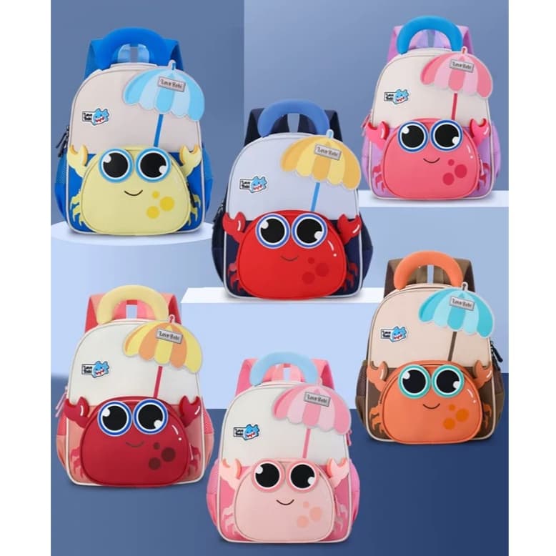 Novo Mochila Escolar Infantil De Desenho Caranguejo Para Creche Reforçado Estudante Idade 1 ano - 6 ano Modelo XB- 7711