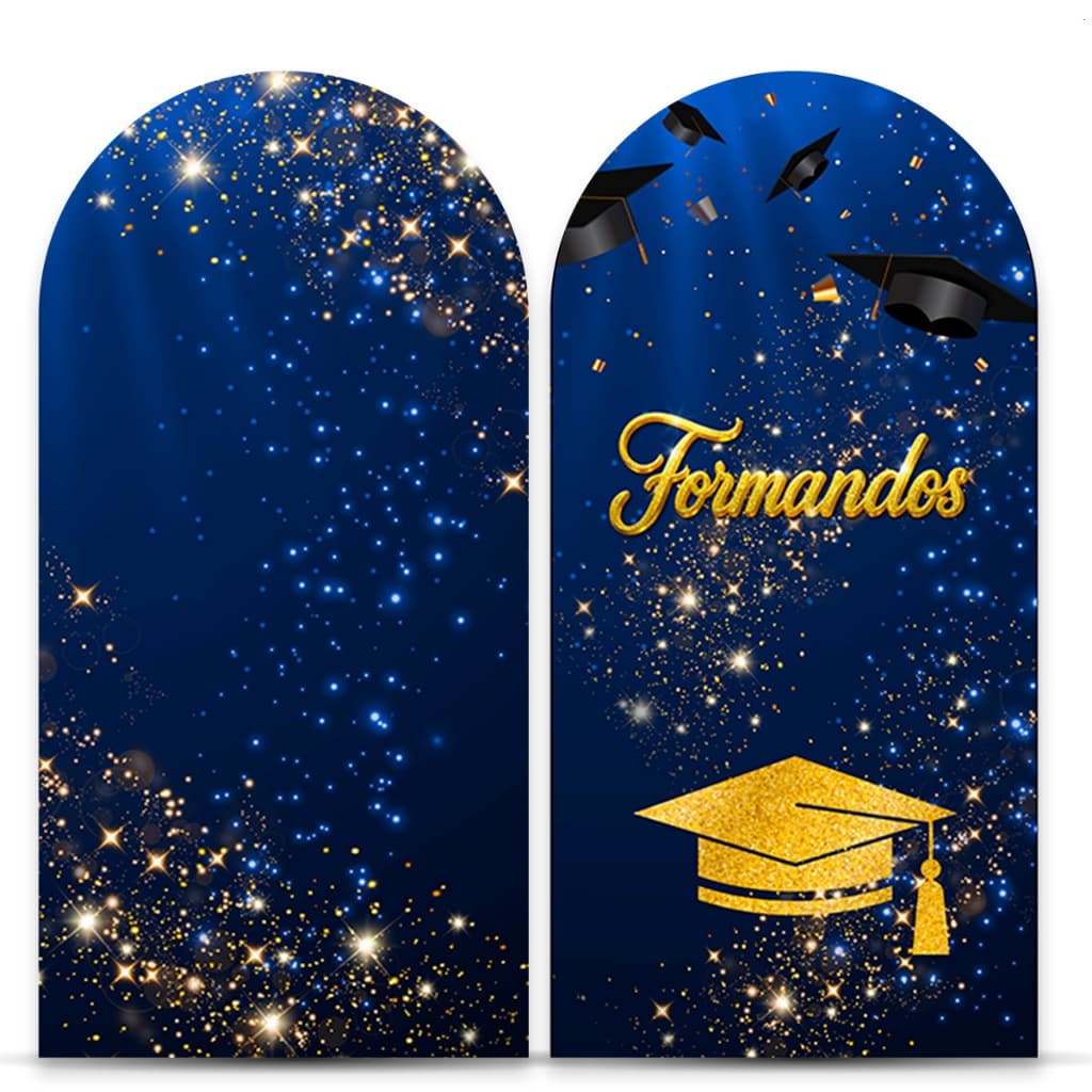 Painel Festivo e Capas Decorativas Sublimadas em Helanca com Tema Formatura