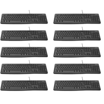 Combo 10 Teclados Com Fio Usb Abnt2 Logitech Tecla Ç Brasil. Preto Português Brasil