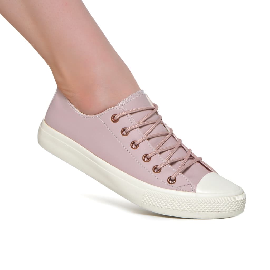 tenis casual basico rose branco preto e caramlo cadarço redondo clean combina com tudo versatil