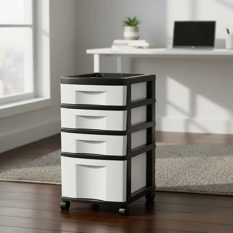 Gaveteiro Organizador Plástico Multiuso Preto/Branco 4 Gavetas – Agraplast 571