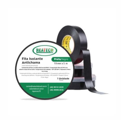 500un Fita Isolante 5m Caixa com 500 Fitas Anti-chama Atacado Reatech. Caixa com 500un