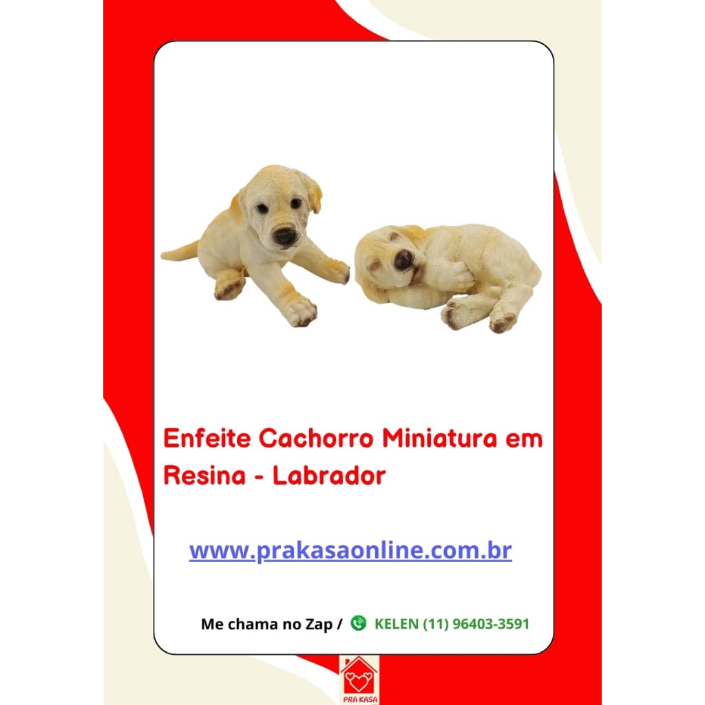 Enfeite Cachorro Miniatura em Resina - Labrador