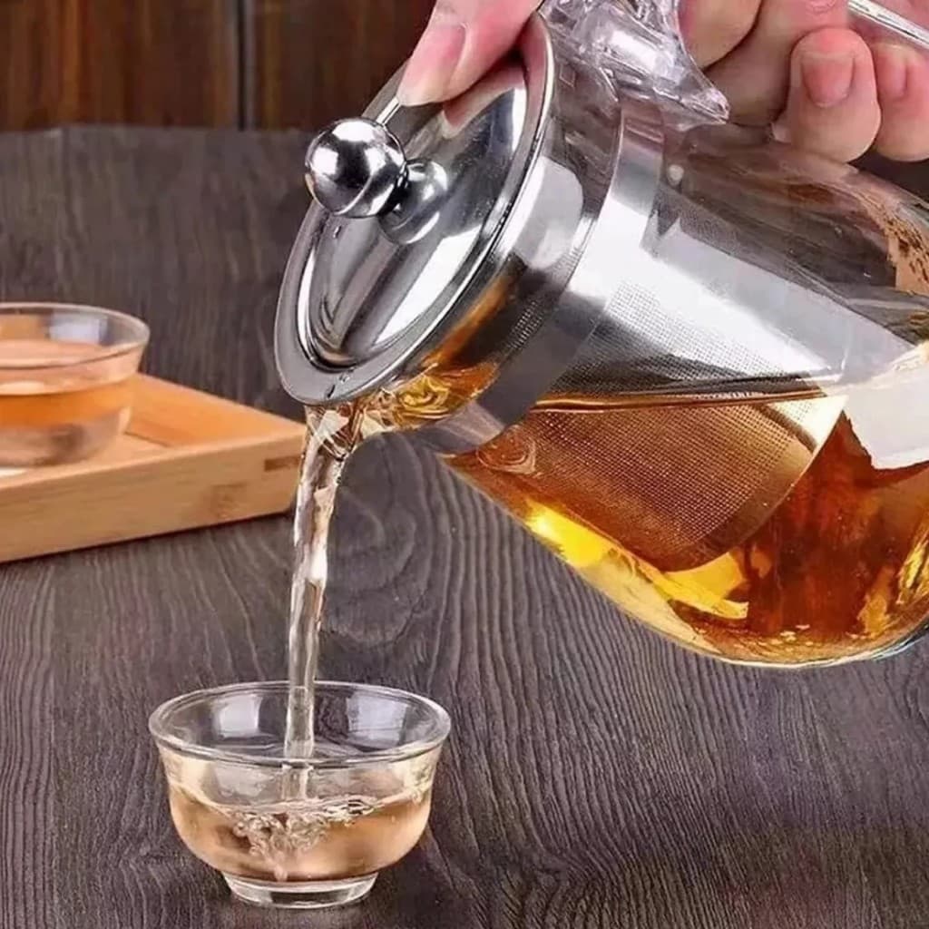 Chaleira de Vidro Borosilicato Com Infusor de Chá Inox Chaleira de Vidro Chá Quente