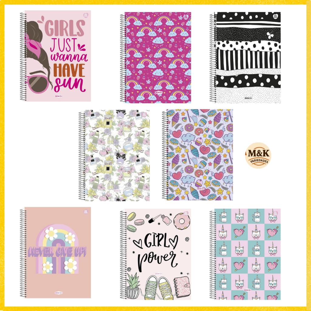 KIT 04 Cadernos 10 Máterias 160 Folhas Fem Universitario Animativa Bom d+ (Capas Sortidas)