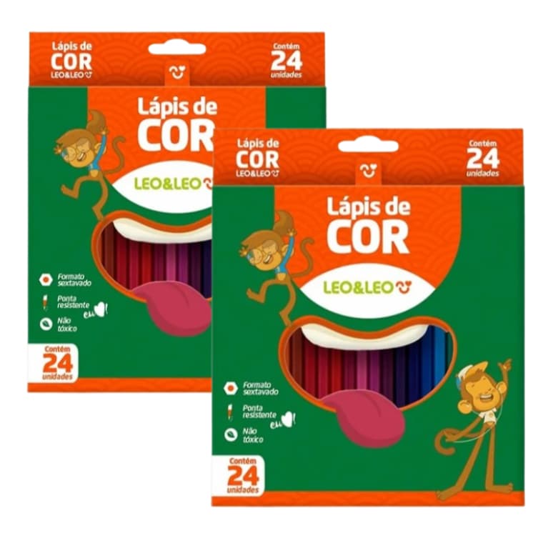 Lapis De Cor 24 Cores Na Caixa 1 Ou 2 Caixas De Lapis De Cor Para Colorir E Pintar Leo Leo