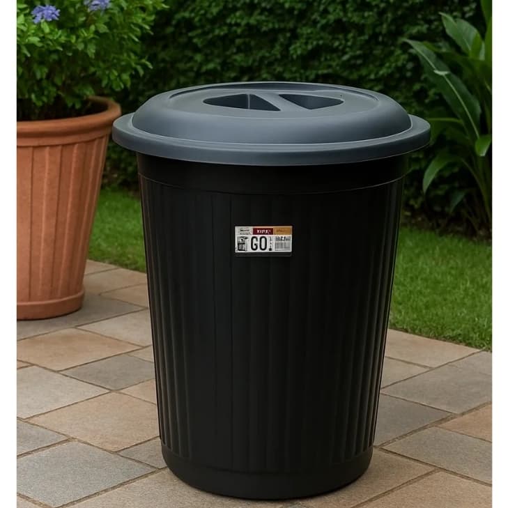 Lixeira Cesto de Lixo Grande 60 Litros Preto Com Tampa