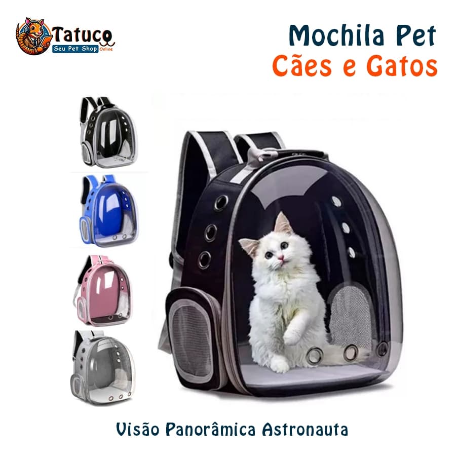 Mochila Pet Visão Panorâmica Astronauta Cachorro Gato Cão - Unidade