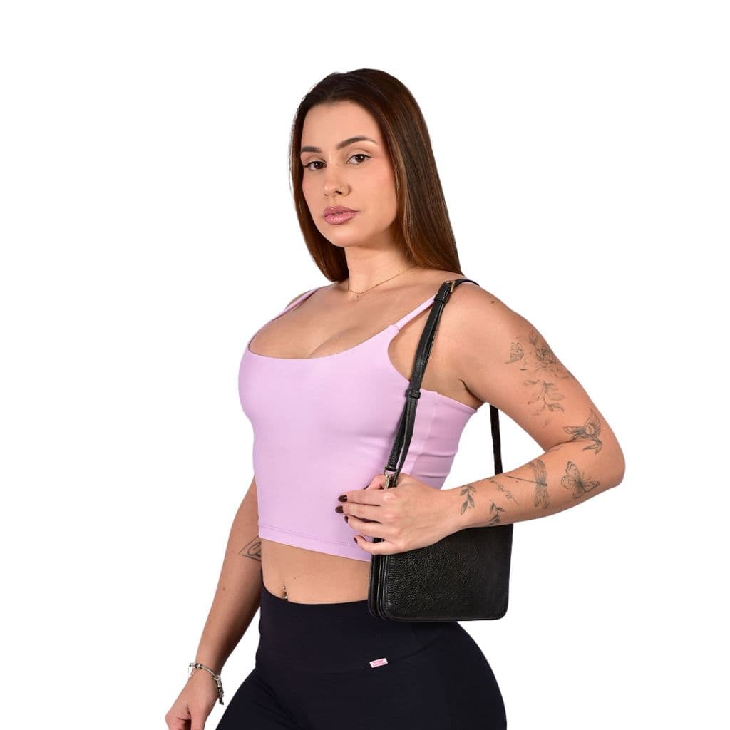 Blusa Cropped Alça Fina Com Forro Feminino Casual Fitness Regata Alcinha