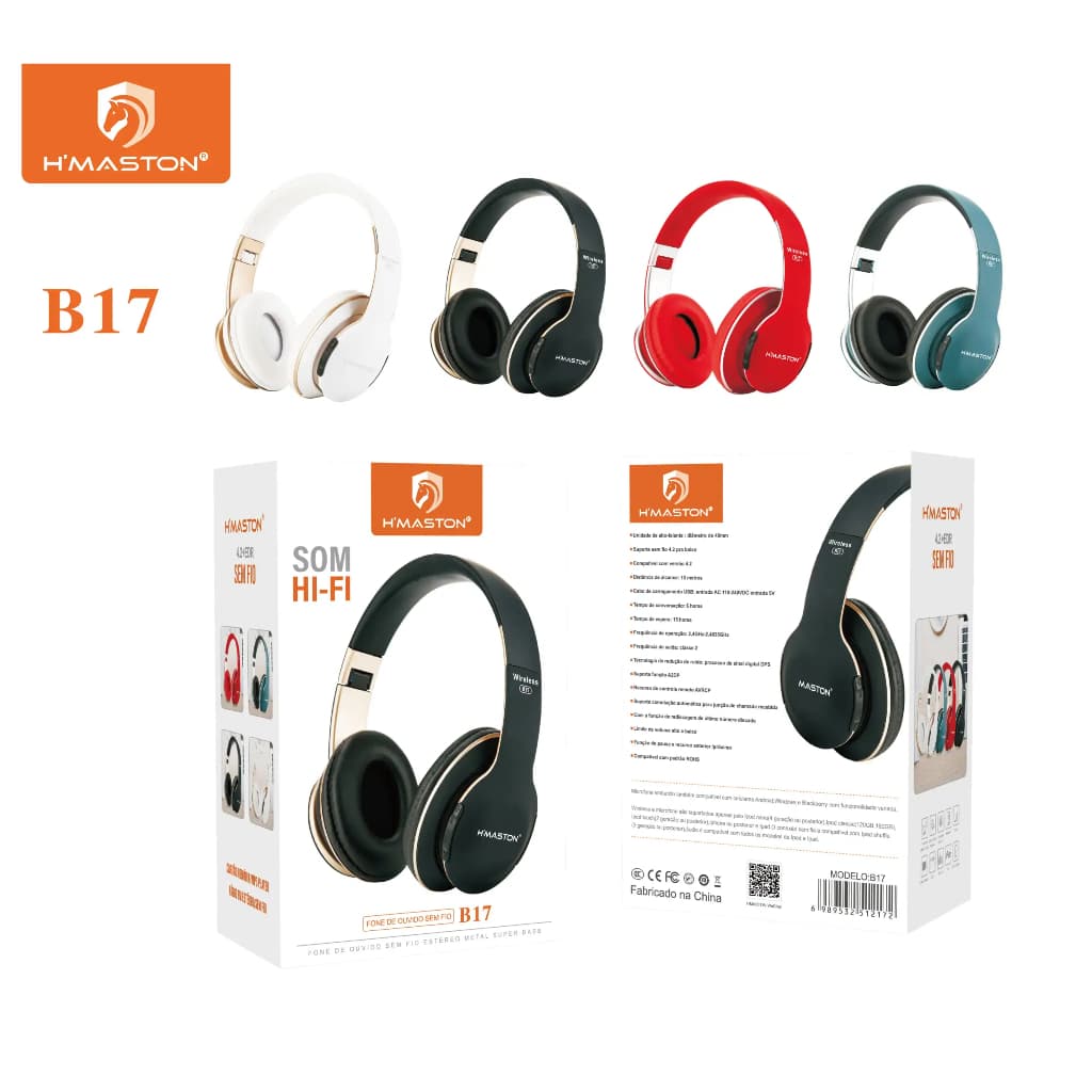Fone de Ouvido Headset Bluetooth Sem Fio H'Maston B17
