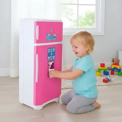 Geladeira Infantil Comidinha Casinha Boneca Barbie Criança Menina Brinquedo Rosa Presente