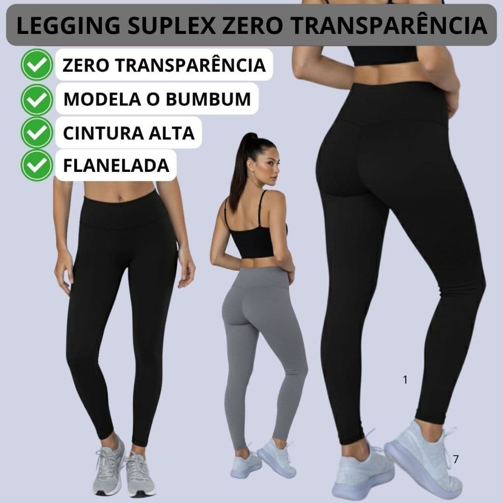 Kit 2 Legging Zero Transparência Fitness Tecido Premium Costura Reforçada Zero Transparência Academia Treino