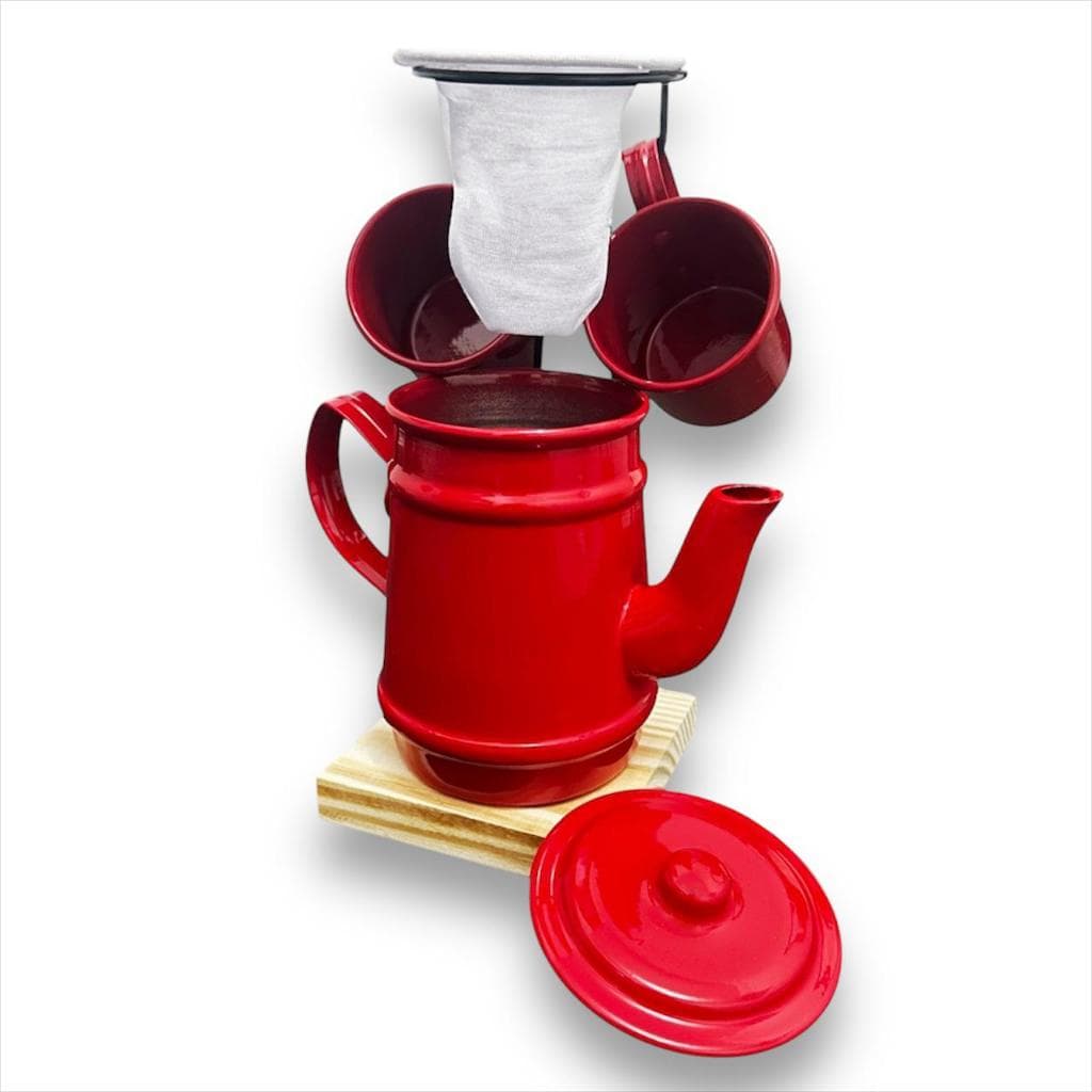 Suporte Duplo Coador de Café Grande + 2 Xícara + Bule Escolher Cores