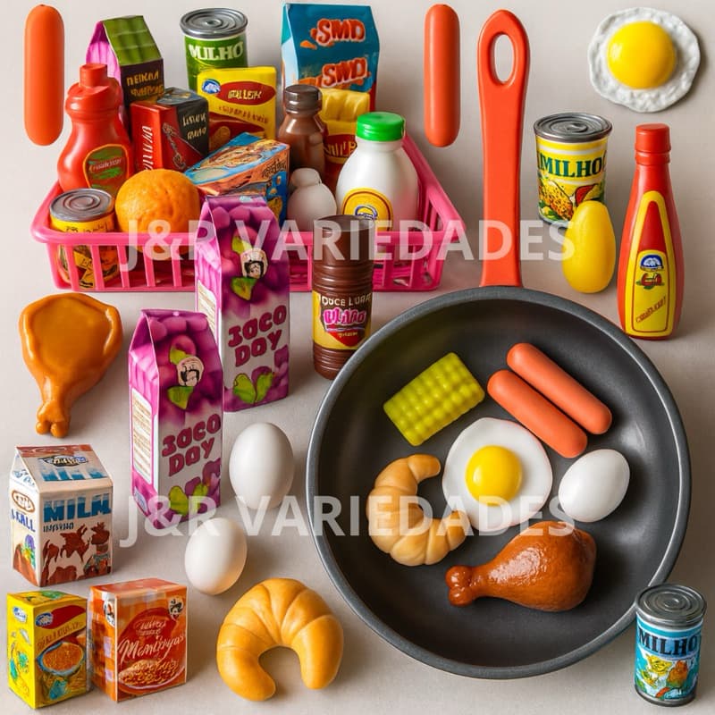 Brinquedos Menina Menino Kit 31 Pcs Comidinha Cozinha Infantil Mercadinho Frutas Panelinhas Comidas