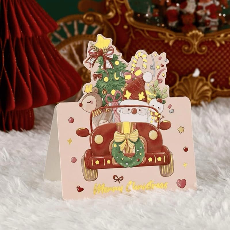 Kit 15 Cartões de Natal Detalhes Dourados Hot Stamping Para Presentes Felicitações Natalinas