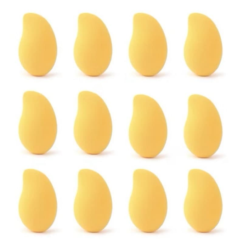 Kit 12 Esponjas de Maquiagem Formato Manga – Macias, Expansão na Água, Acabamento Perfeito
