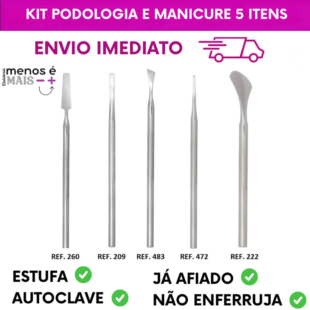 Kit Podologia e Manicure Profissional - 5 Itens