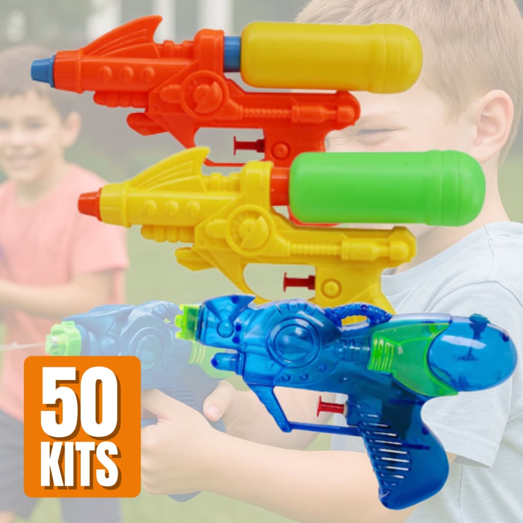 Kit 50 Pistola de Água  Cor Sortida Arminha Brinquedo Arma Praia Piscina Festa Aniversário Infantil