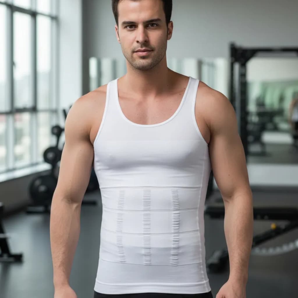 slim fit regata masculino colete redutor medidas cinta modeladora corretor postura some barriga cor branca não marca