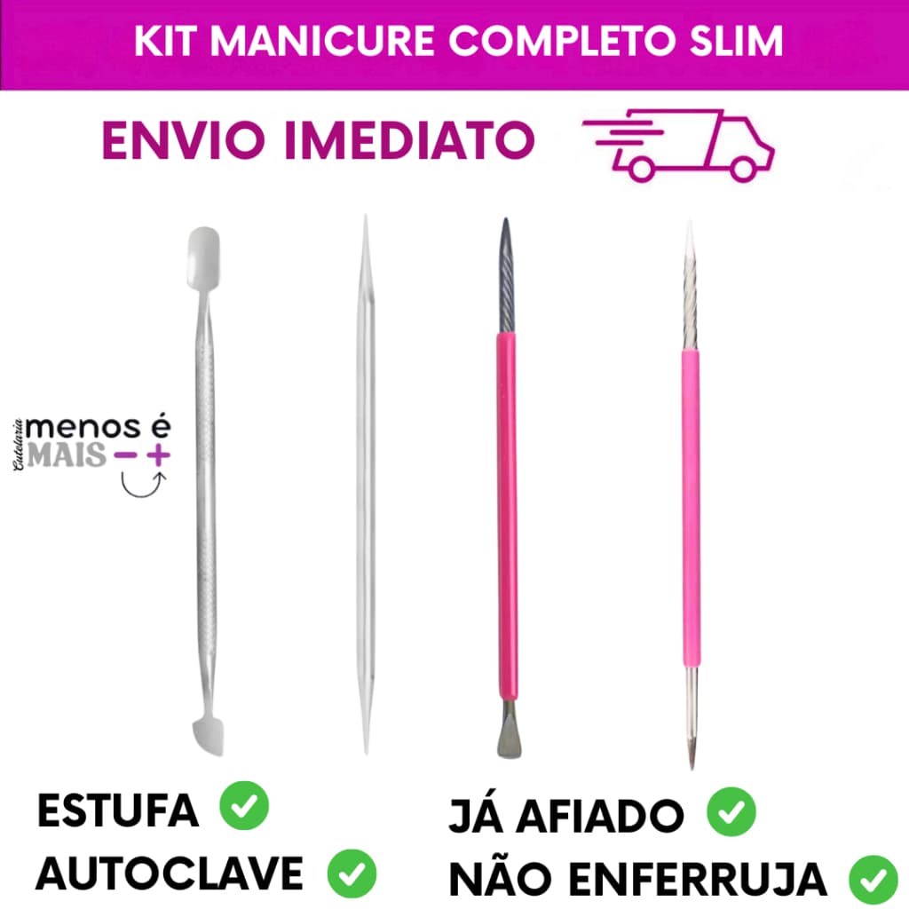 Kit Manicure Mista 4 itens - Slim - Cutelaria - Podologia