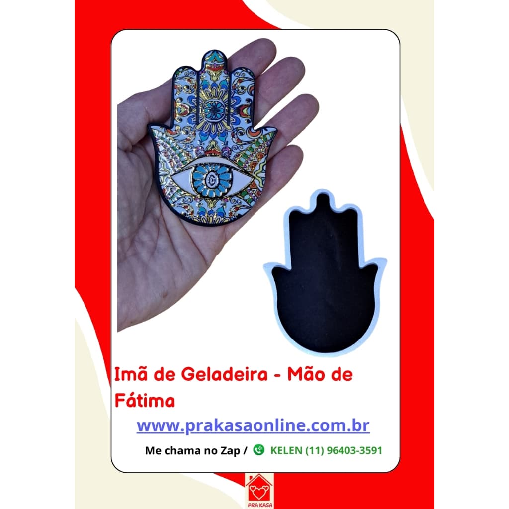 Imã de Geladeira Mão de Fátima de Cerâmica