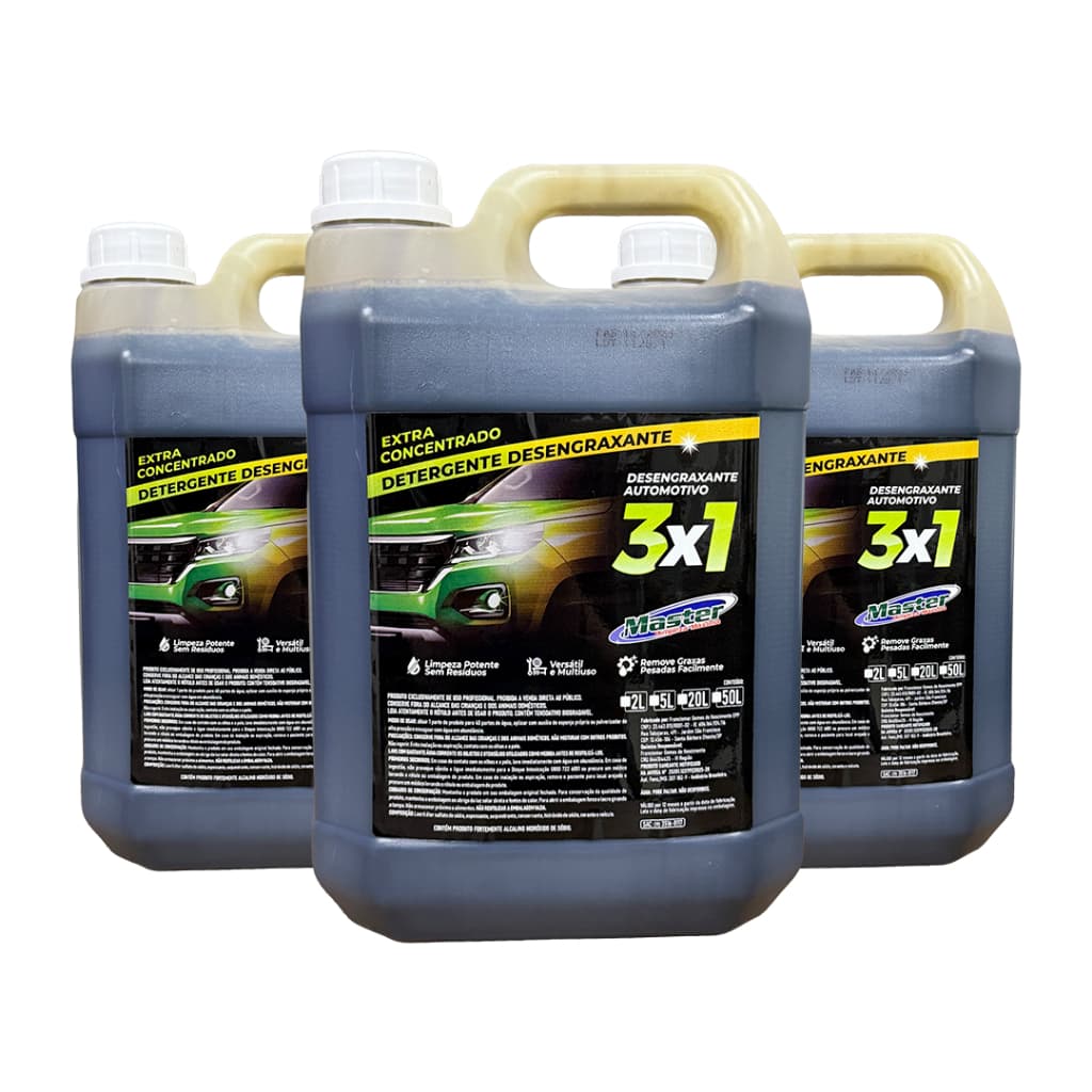 Kit 3x TriMaster Detergente Desengraxante 3x1 Limpeza de Graxa Pesada Desengordurante 5l Automotivo SuperToque 4x1
