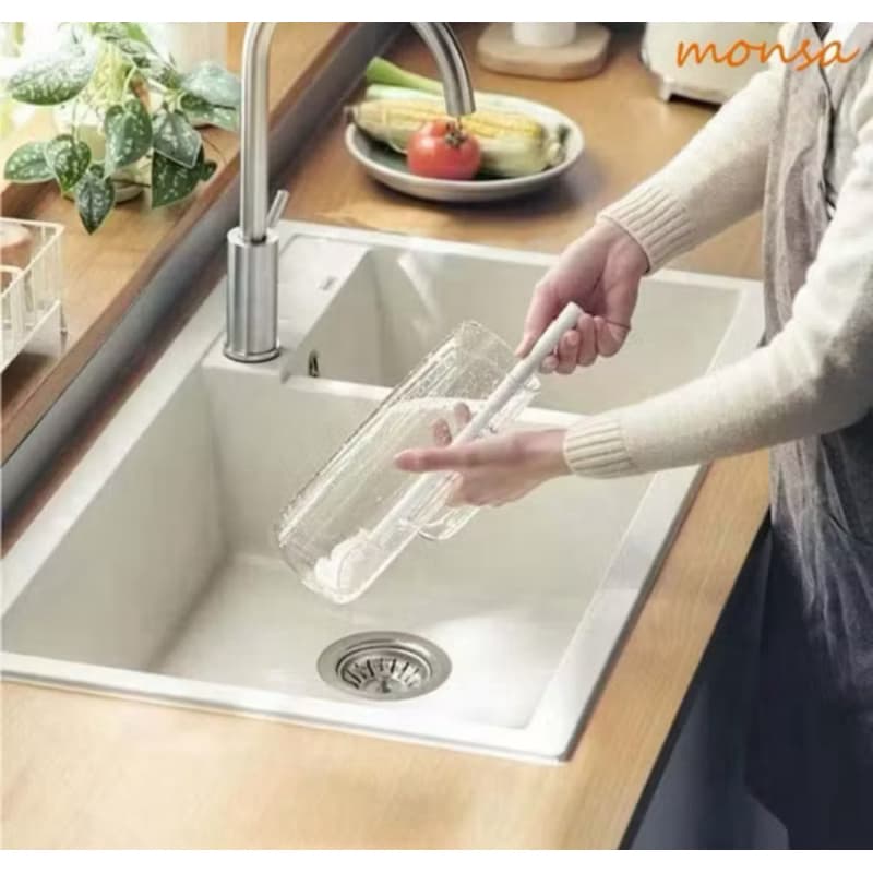 Kit 2 Escovas de Silicone Longa de Limpeza para Copos Taças Jarras Mamadeiras Multiuso
