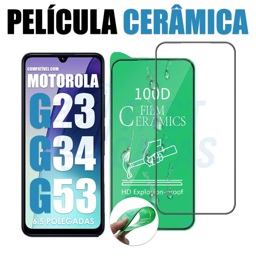 Película Cerâmica Motorola G23 G34 G53 Não Quebra Hidrogel 9D 3D Flexível Transparente